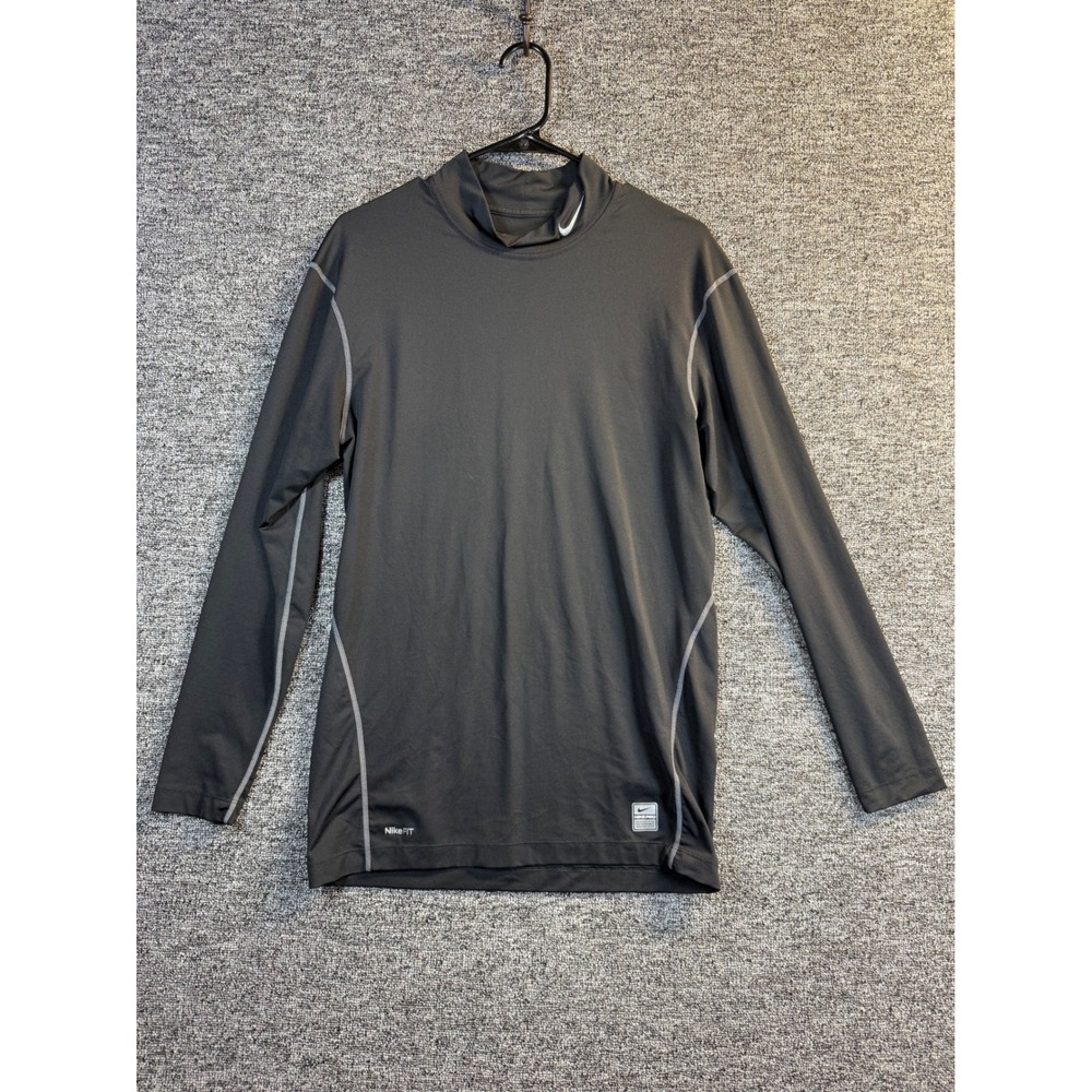 Nike Pro Team Mens XXL Black Mock Neck Long Sleeve Compression Shirt NikeFIT DRY